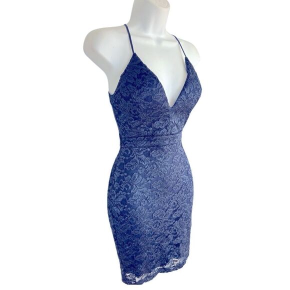 EMERALD SUNDAE Glitter Lace Bodycon Mini Dress Size XS - Picture 3 of 7